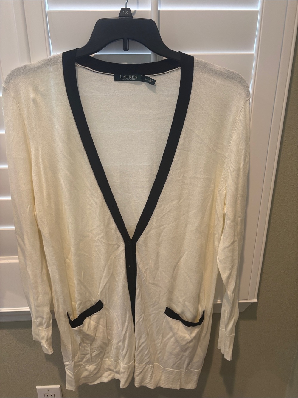 Ralph Lauren Cream Cardigan with Black Trim